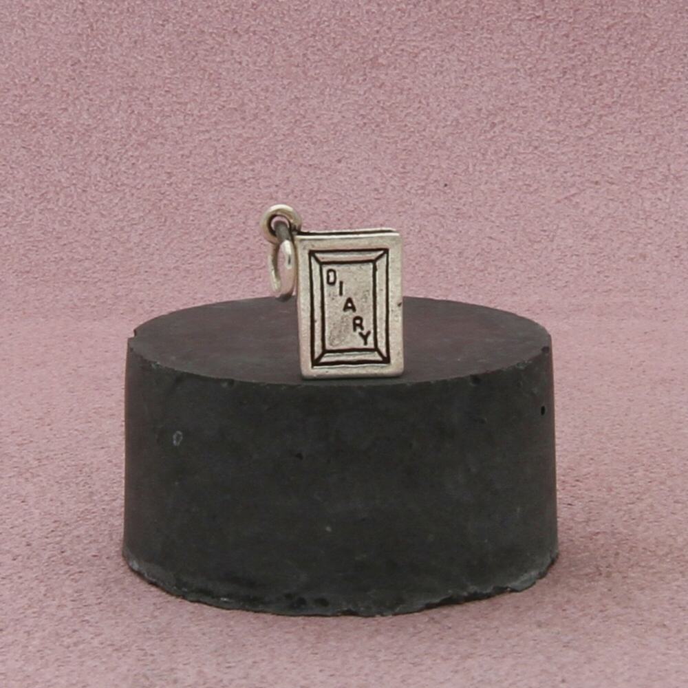 sterling silver vintage 3d diary charm pendant